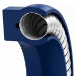 symmetrical helical spring rod or piston seal with rounded seal lips